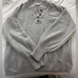 Lunya Cozy Cotton Silk Pocket Henley Mellow Gray Heather